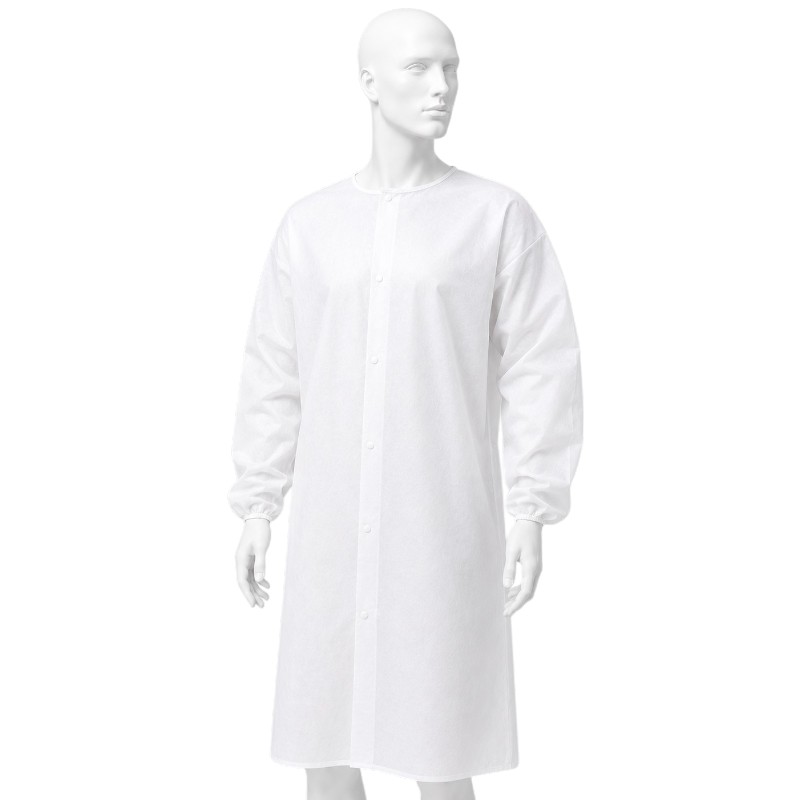 Bluse - Vliesstoff - Druckknopfverschluss - 20 g/m² - Weiß - Größe L